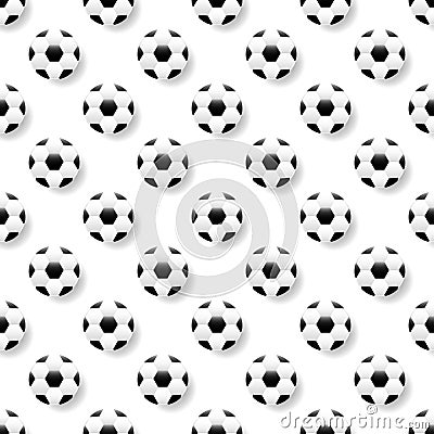 Seamless pattern with soccer balls on white background. Football Vector Illustration