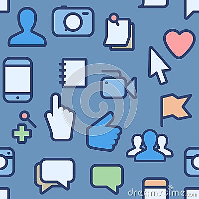 Seamless pattern with social media icons Vector Illustration