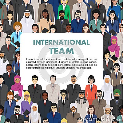 Seamless pattern social, teamwork and business team concept of people communication in flat style. Group of businessmen Vector Illustration
