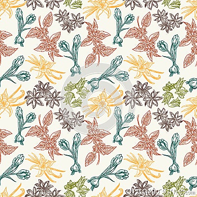 Seamless pattern with spice herbs Vector Illustration