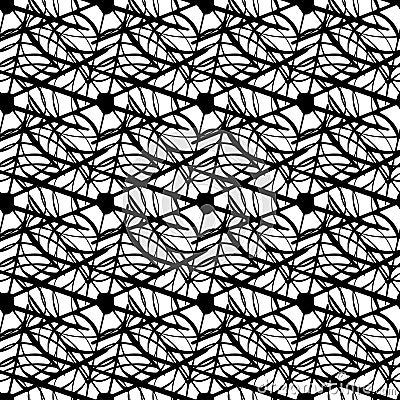 Seamless pattern with spider web. Connected black lines on white background. Abstract background. Stock Photo