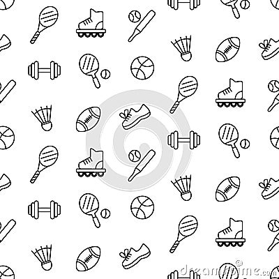 Seamless pattern with sport equipment Vector Illustration