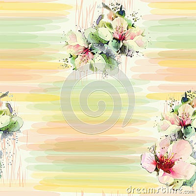 Seamless pattern with spring flowers Vector Illustration