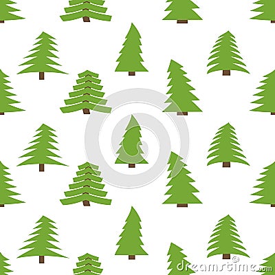 Seamless pattern with spruces on white background Vector Illustration