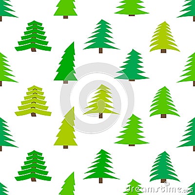 Seamless pattern with spruces on white background Vector Illustration