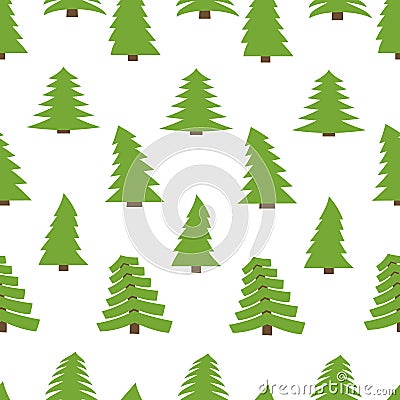 Seamless pattern with spruces on white background Vector Illustration