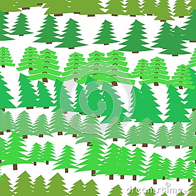 Seamless pattern with spruces on white background Vector Illustration