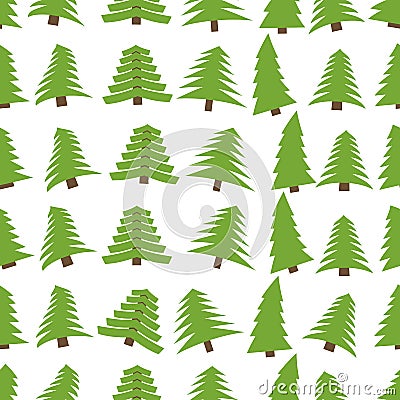 Seamless pattern with spruces on white background Vector Illustration