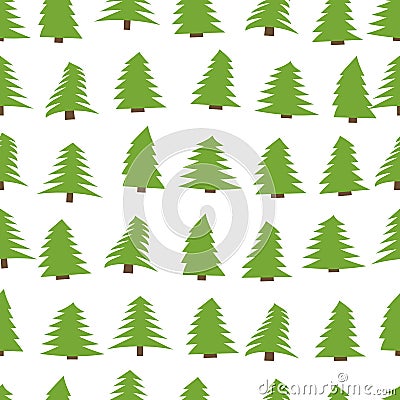 Seamless pattern with spruces on white background. Vector Illustration