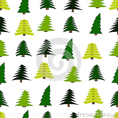 Seamless pattern with spruces on white background Vector Illustration