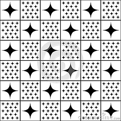 Seamless pattern with star. Cute stars background. Repeating small and large patterns for design prints. Repeated monochrome Vector Illustration