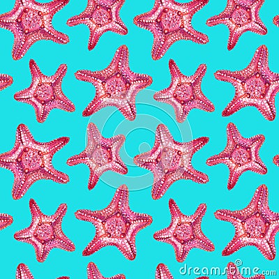 Seamless pattern with starfish Stock Photo