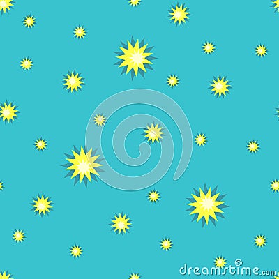 Seamless pattern with stars on a blue background. Vector Vector Illustration