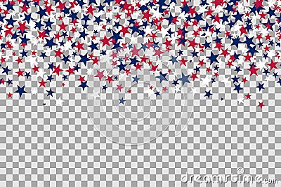 Seamless pattern with stars for Memorial Day celebration on transparent background. Vector Illustration