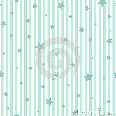 Seamless pattern with stars on striped turquoise background. shabby vector illustration Vector Illustration