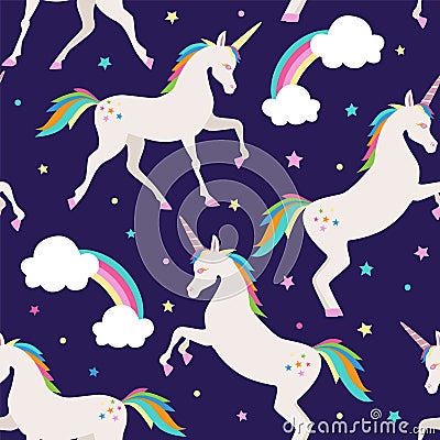 Unicorns with stars . Stock Photo