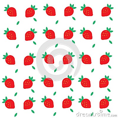 Seamless pattern, strawberries on a white background - Vector Vector Illustration