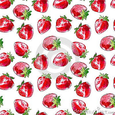 Seamless pattern of a strawberry. Cartoon Illustration
