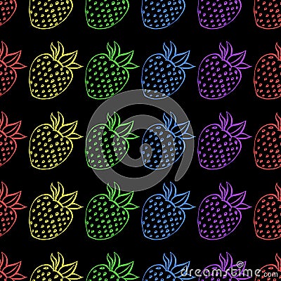 Seamless pattern with strawberry. Vector illustration of a seamless pattern of juicy strawberries. Hand drawn strawberry Vector Illustration