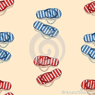 Seamless pattern of striped beach slippers Vector Illustration