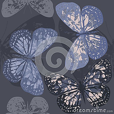 Seamless Pattern with Stylish Butterfly Vector Illustration