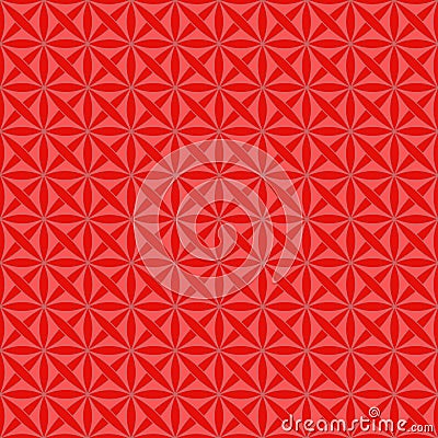 Seamless pattern with stylized celtic geometric ornament in living coral and red colors, vector Vector Illustration