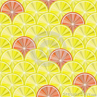 Seamless pattern with stylized lemon and orange slices Stock Photo