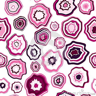Seamless pattern with stylized pink agate stones collection Vector Illustration
