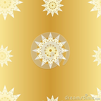 Seamless pattern with stylized stars on golden gradient background. Vector Vector Illustration