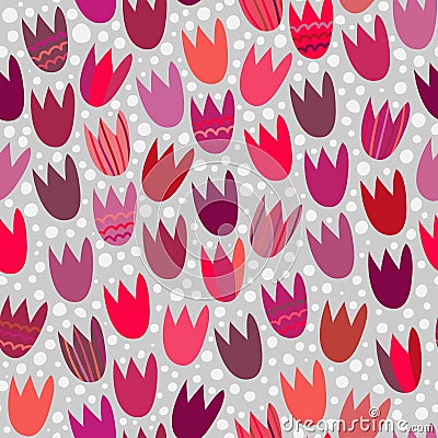 Seamless pattern with stylized tulips Vector Illustration