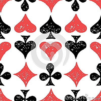 Seamless pattern of suit symbols of playing cards Vector Illustration