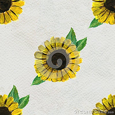 Seamless pattern with sunflowers Stock Photo