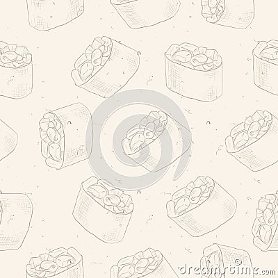 Seamless pattern of sushi Vector Illustration