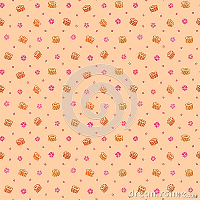Seamless pattern with sushi and sakura flowers Vector Illustration