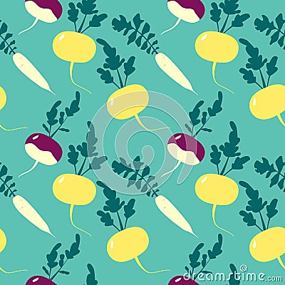 Seamless pattern with swede; turnio; daikon. Vector Illustration