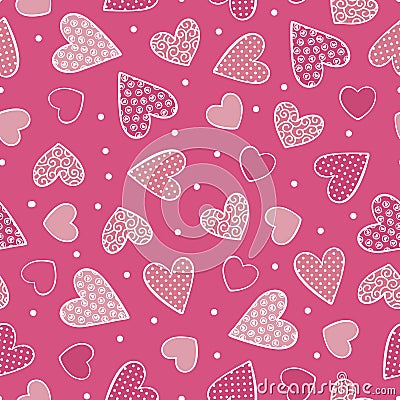 Seamless pattern with sweet hearts and dots Vector Illustration