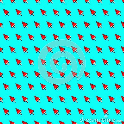 Seamless pattern with sweet quarter watermelon in the cartoon style. Watermelon day. Fresh summer fruits and berries Vector Illustration
