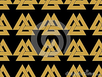 Seamless pattern with the symbol of the god Odin. Valknut. Vector Illustration