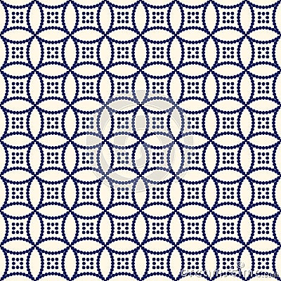 Seamless pattern with symmetric geometric ornament. Abstract repeated circles background. Ethnic wallpaper. Vector Illustration