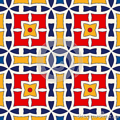 Seamless pattern with symmetric geometric ornament. Bright abstract background. Vector Illustration