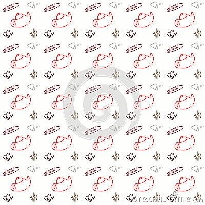 Seamless pattern with tea set Stock Photo