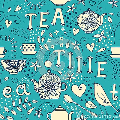 Seamless pattern - Tea Time Vector Illustration