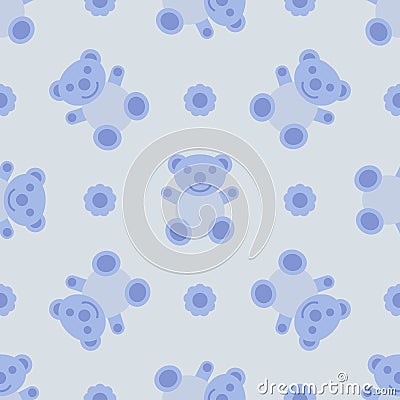 Seamless pattern with teddy bear toy. Vector Illustration