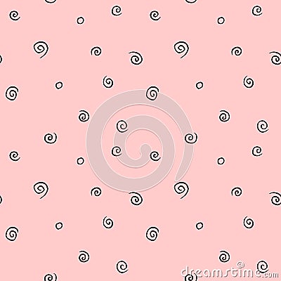 Seamless pattern texture of simple elements spirals helixes on pink background. For greeting cards, wrapping paper, birthday, Stock Photo