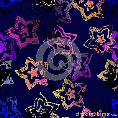 Seamless pattern with textured flowers Vector Illustration
