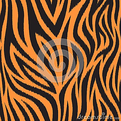 Seamless pattern with tiger skin. Black and orange tiger stripes. Popular texture. Vector Illustration