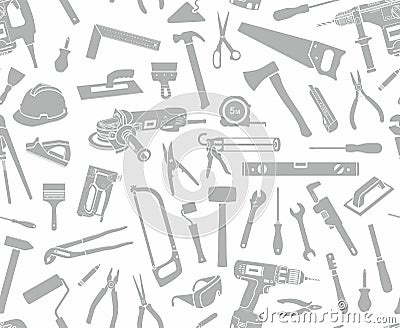 Seamless pattern of Tools Silhouette Vector Illustration