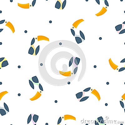 Seamless pattern toucan illustration. Vector background with colorful toucans Vector Illustration