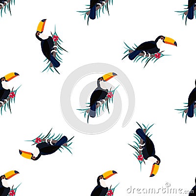 Seamless pattern with toucans. Can be used for textile, fabric. paper wrapping Vector Illustration