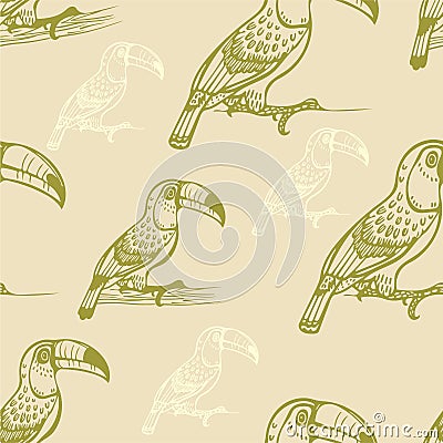 Seamless pattern with toucans. Vector Illustration